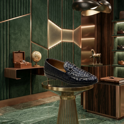 The Artisan Weave: Premium Hand-Woven Leather Bit Loafers