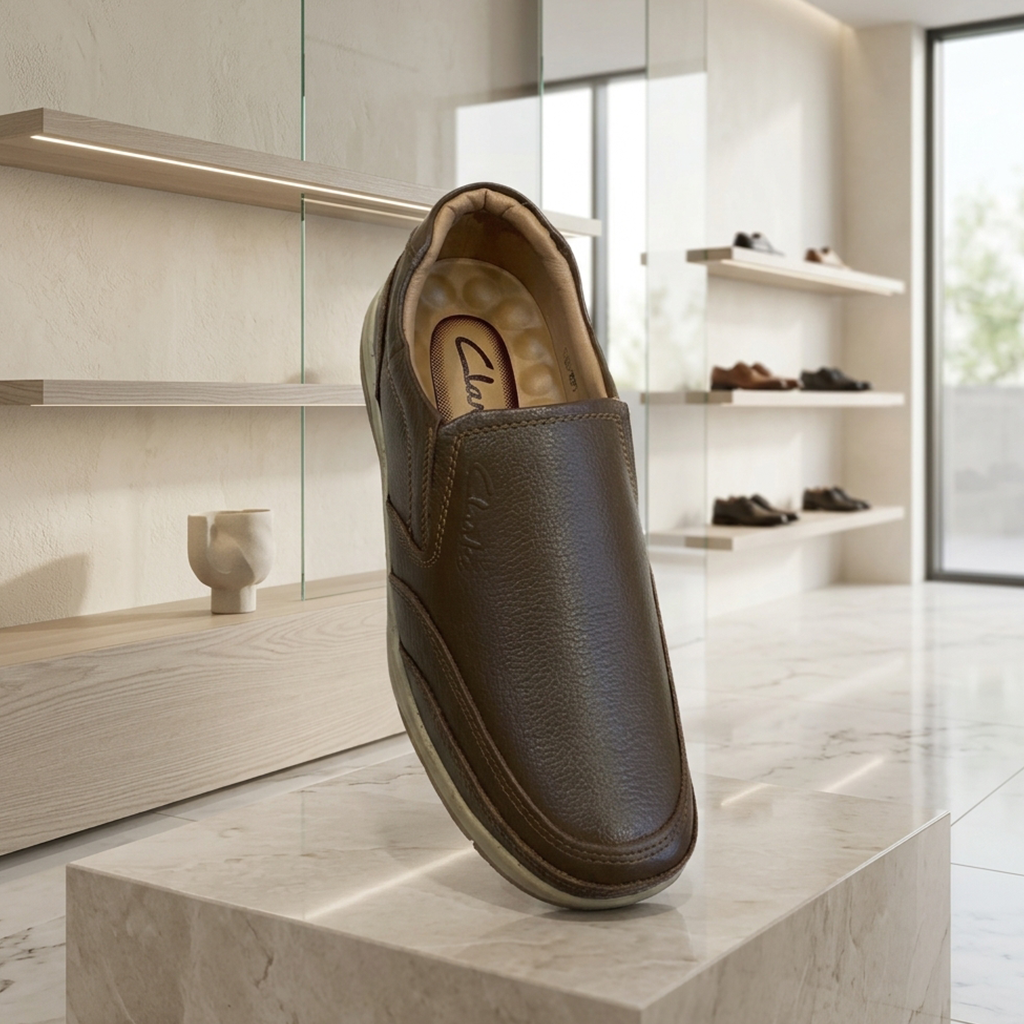Clarks Men's Premium Medicated Leather Slip-On Shoes